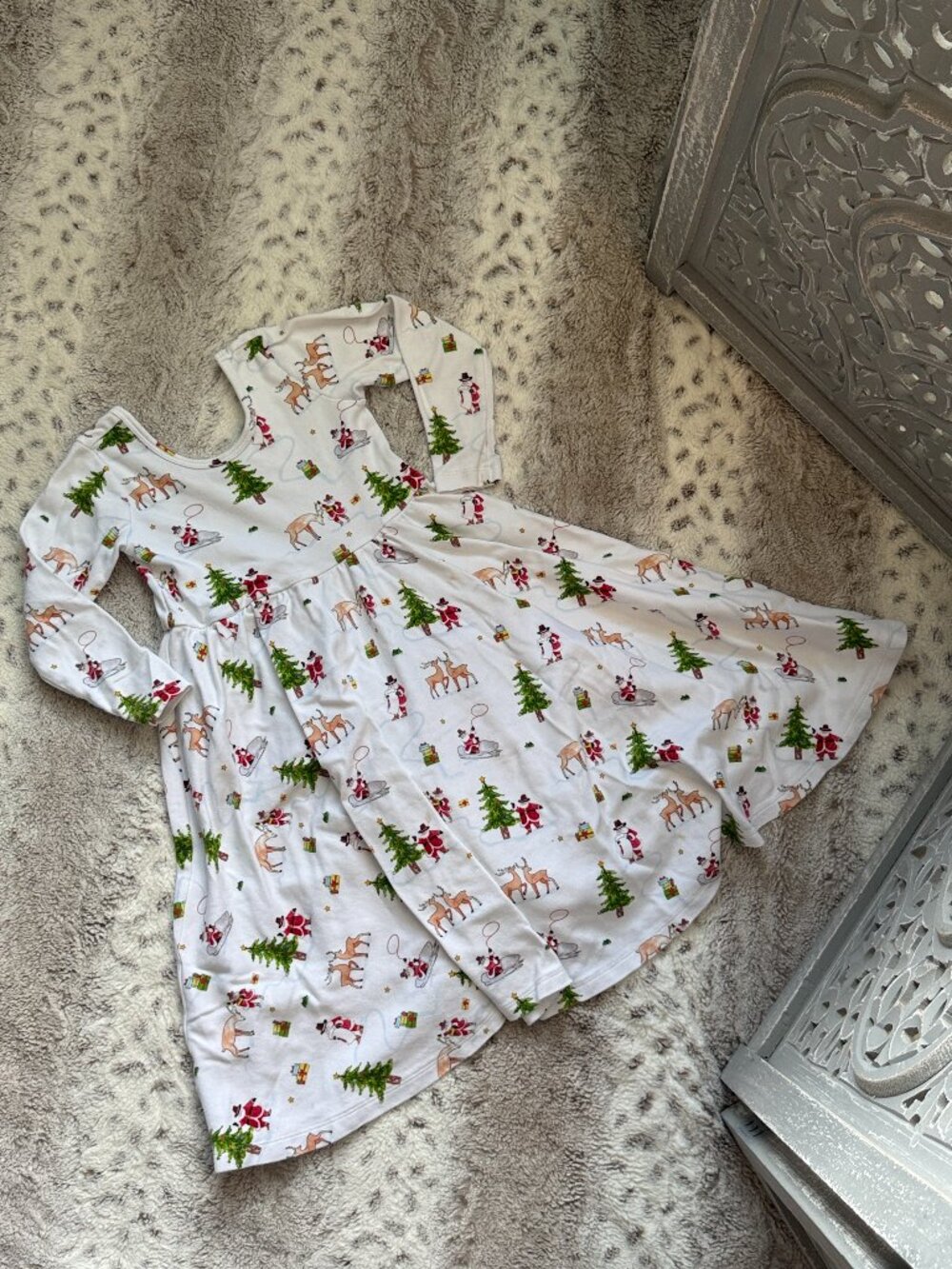 Cowboy Santa dress girls size 8 reindeer winter holiday party coastal cowgirl